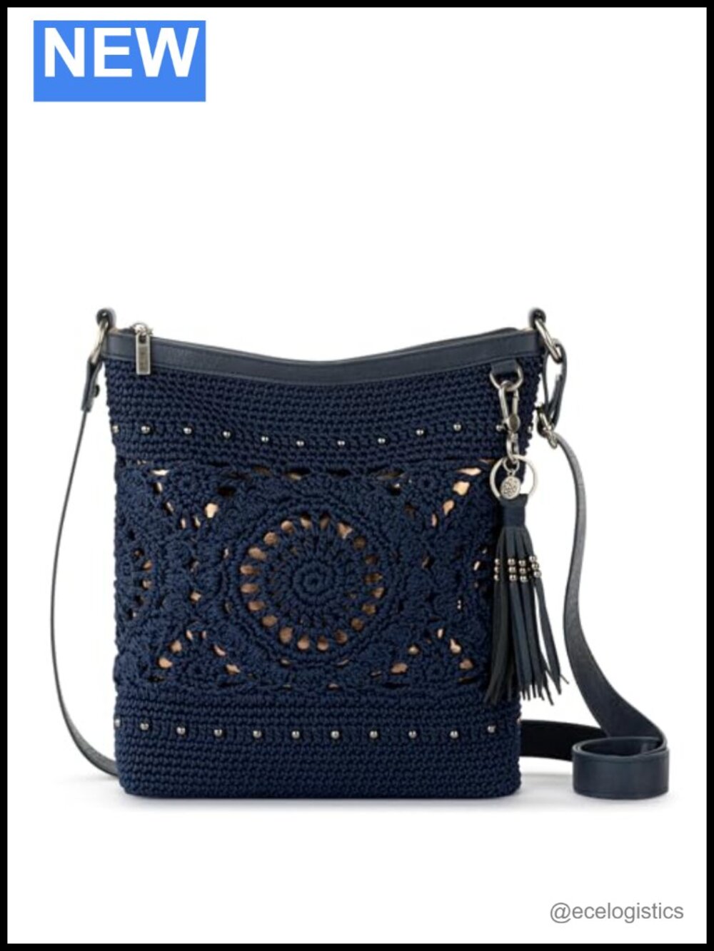 Hand-Crocheted Adjustable Crossbody Bag with Recycled Lining